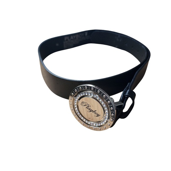 PLAYBOY Y2K‎ Black Belt Rhinestone Logo Buckle 2006 Size XL main image 15